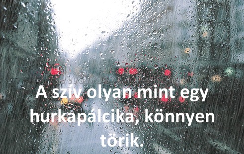 A szív olyan mint egy hurkapálcika
 
A szív olyan mint egy hurkapálcika, könnyen törik.