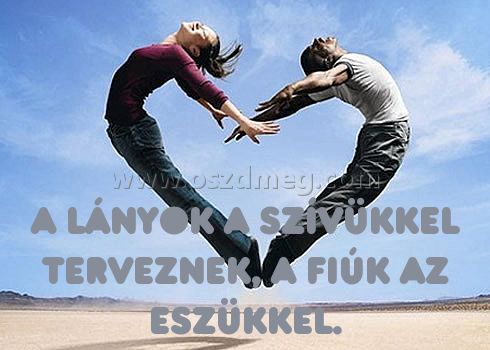 A lányok a szívükkel
 
A lányok a szívükkel terveznek, a fiúk az eszükkel.