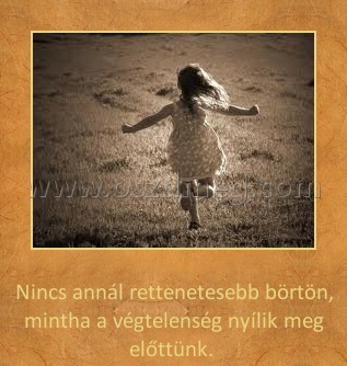 Nincs annál rettenetesebb
 
Nincs annál rettenetesebb börtön, mintha a végtelenség nyílik meg előttünk. 