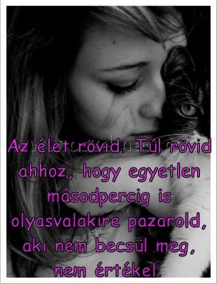 Az élet rövid. Túl
 
Az élet rövid. Túl rövid ahhoz, hogy egyetlen másodpercig is olyasvalakire pazarold, aki nem becsül meg, nem értékel.