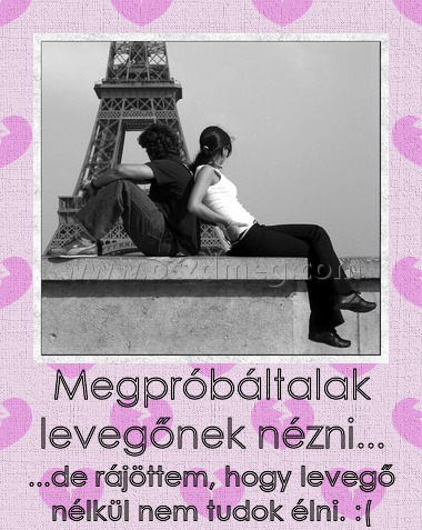 Megpróbáltalak levegőnek nézni...
 
...de rájöttem, hogy levegő nélkül nem tudok élni. :(