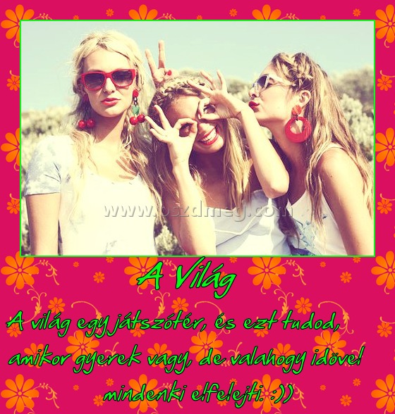            A Világ 
 
A világ egy játszótér, és ezt tudod, amikor gyerek vagy, de valahogy idövel mindenki elfelejti. :))