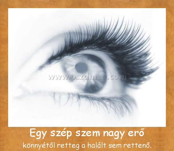 Egy szép szem nagy erő Egy szép szem nagy erő
könnyétől retteg a halált sem rettenő.