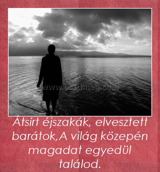 Átsírt éjszakák, elvesztett barátok,A világ közepén magadat egyedül találod.
 
