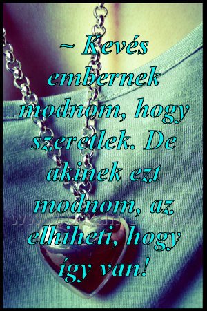 ~ Kevés embernek modnom
 
~ Kevés embernek modnom, hogy szeretlek. De akinek ezt modnom, az elhiheti, hogy így van!
