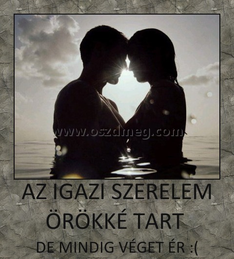 AZ IGAZI SZERELEM ÖRÖKKÉ TART AZ IGAZI SZERELEM ÖRÖKKÉ TART
DE MINDIG VÉGET ÉR :(