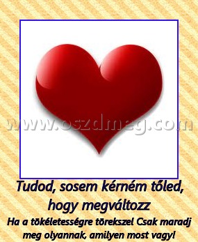 Tudod, sosem kérném tőled, hogy megváltozz
 
Ha a tökéletességre törekszel Csak maradj meg olyannak, amilyen most vagy!