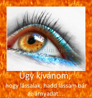 Úgy kívánom, 
 
hogy lássalak, hadd lássam bár az árnyadat....