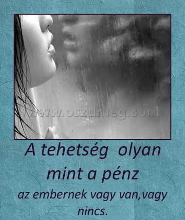 A tehetség olyan mint a pénz A tehetség olyan mint a pénz
az embernek vagy van,vagy nincs.