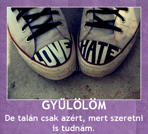 GYŰLÖLÖM GYŰLÖLÖM
De talán csak azért, mert szeretni is tudnám.