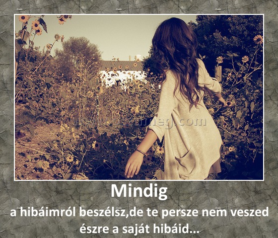 Mindig
 
a hibáimról beszélsz,de te persze nem veszed észre a saját hibáid...
