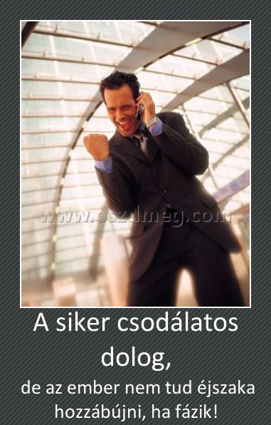 A siker csodálatos dolog,
 
 de az ember nem tud éjszaka hozzábújni, ha fázik!