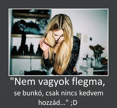 "Nem vagyok flegma, 
 
se bunkó, csak nincs kedvem hozzád...