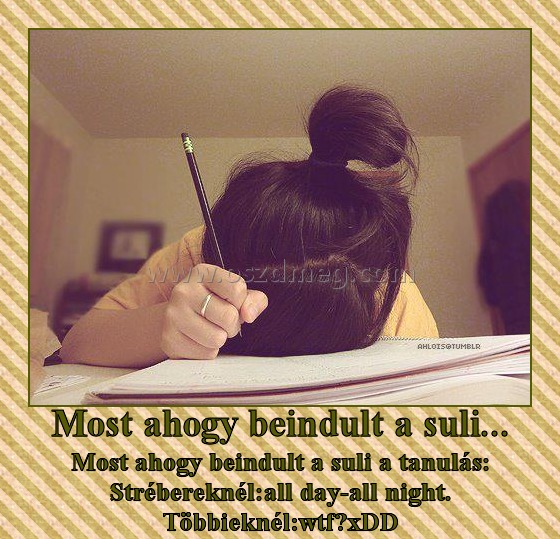 Most ahogy beindult a suli...
 
Most ahogy beindult a suli a tanulás: Strébereknél:all day-all night. Többieknél:wtf?xDD