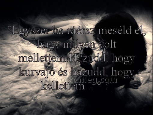°Egyszer ha ráérsz meséld
 
°Egyszer ha ráérsz meséld el, hogy milyen volt mellettem!Hazudd, hogy kurvajó és hazudd, hogy kellettem... ° :'|