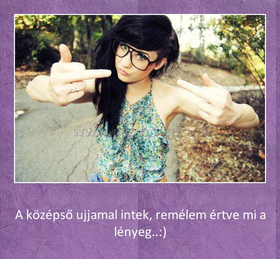 A középső ujjamal intek
 
A középső ujjamal intek, remélem értve mi a lényeg..:)
