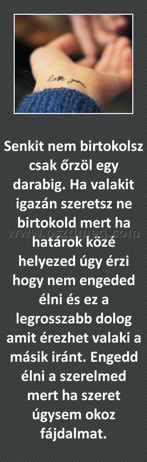 Senkit nem birtokolsz csak őrzöl egy darabig
 
