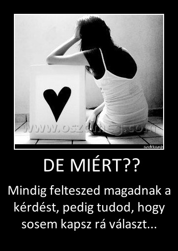  DE MIÉRT??
 
Mindig felteszed magadnak a kérdést, pedig tudod, hogy sosem kapsz rá választ...