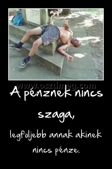 A pénznek nincs szaga,
 
legföljebb annak akinek nincs pénze.