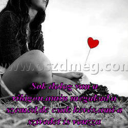 Sok dolog van a világon
 
Sok dolog van a világon,amin megakad a szemed,de csak kevés,ami a szívedet is vonzza