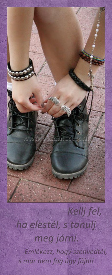                        Kellj fel, ha elestél, s tanulj meg járni.
 
           Emlékezz, hogy szenvedtél, s már nem fog úgy fájni!