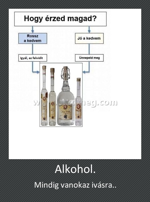 Alkohol.
 
Mindig vanokaz ivásra..