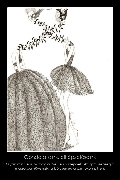 Gondolataink, elképzeléseink
 
Olyan mint lelkünk magja. Ne ítéljük szépnek. Az igazi szépség a magasba növekszik, a bölcsesség a szirmokon pihen.
