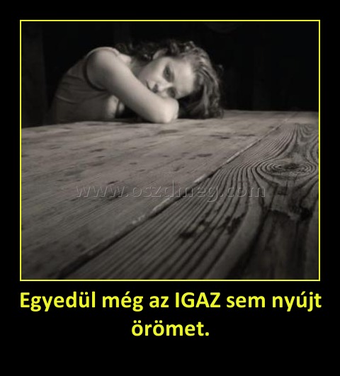 Egyedül még az IGAZ sem nyújt örömet.
 
