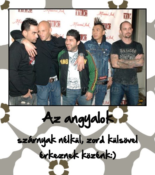 Az angyalok
 
szárnyak nélkül, zord külsövel érkeznek közénk:)