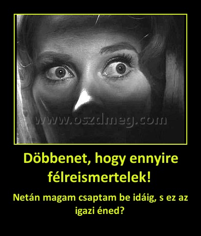 Döbbenet, hogy ennyire félreismertelek! 
 
Netán magam csaptam be idáig, s ez az igazi éned? 