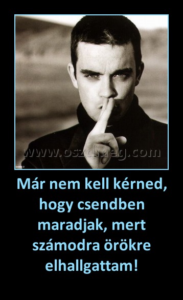 Már nem kell kérned, hogy csendben maradjak, mert számodra örökre elhallgattam!
 
